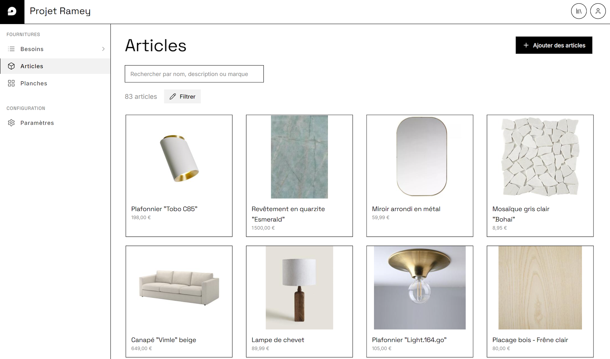 Interface Laslo — Vue bibliothèque